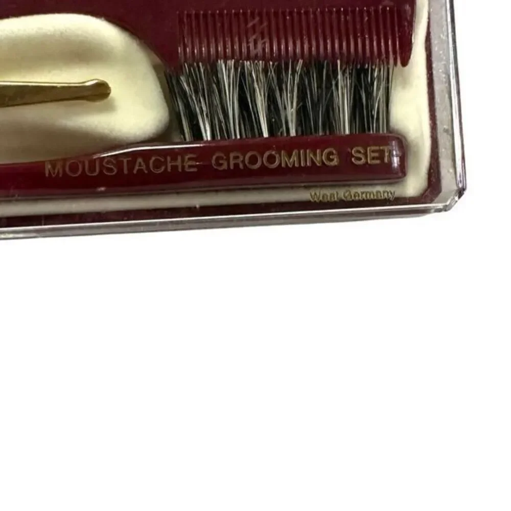 Vintage 3 Piece Baby Grooming Kit Comb Brush Safety Scissors In Box Germany Rare